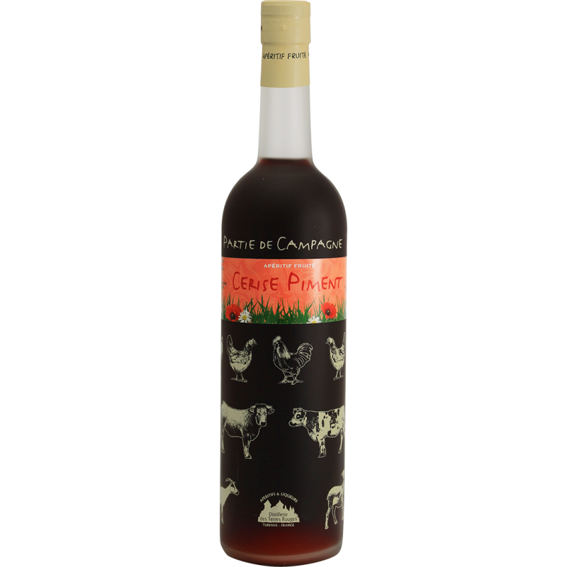 Partie de Campagne - Cerise Piment Vin aromatisé DISTILLERIE DES TERRES ROUGES 12% - 75cl Distillerie des terres rouges - 1 Partie de Campagne - Cerise Piment Vin aromatisé DISTILLERIE DES TERRES ROUGES 12% - 75cl Distillerie des terres rouges - 1